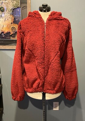 Teddy Bear Coat, Fuzzy Sherpa Jacket, Full Zipper and Large Hood - image3